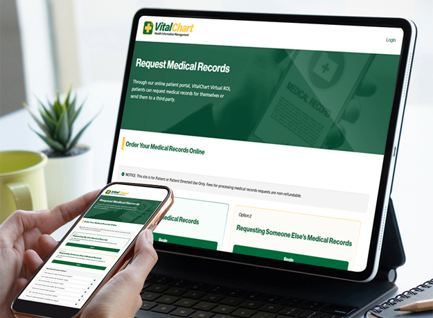 vitalchart patient request portal phone laptop