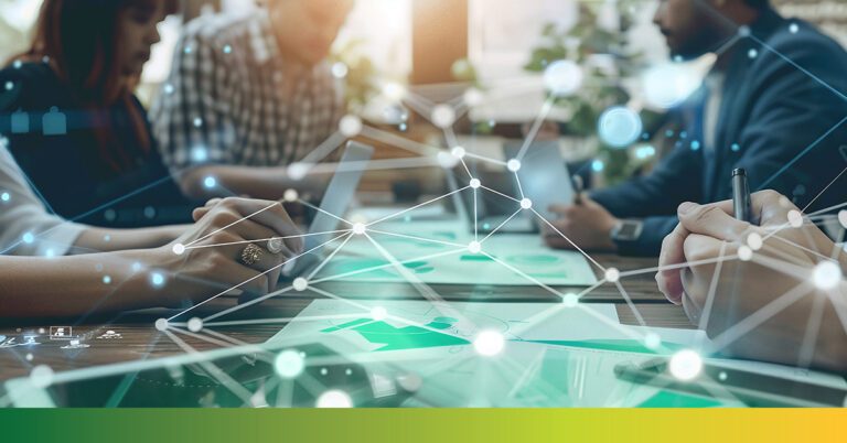 close up businessman discussion meeting in office with connectio